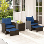 Tangkula 5 Pieces Patio Conversation Set, PE Wicker Rattan Outdoor Furniture Set - Image 3