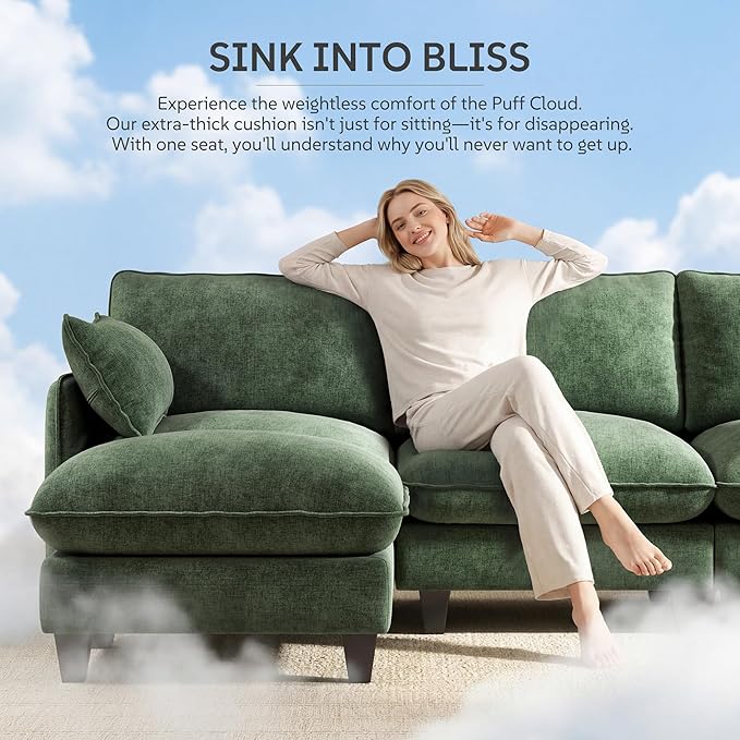 Ihanherry 139" U-Shaped Modular Sectional Couch, Oversized Cloud Sofa - Image 3