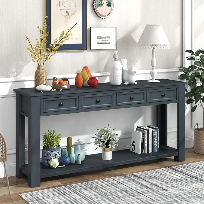 LKTART Solid Wood Console Table, Long Sofa Table Entryway Table - Image 5