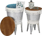 RUSTOWN Farmhouse Accent End Table, Rustic Antique Galvanized Side Coffee or by RUSTOWN