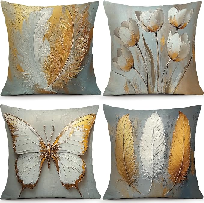 OBSEDE Bohemian Feathered Butterfly Decorative Throw Pillow Covers 18 × 18 in by OBSEDE