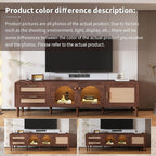 Merax Rattan TV Stand with LED Lights, Solid Wood Feet, Living Room, Bedroom - Image 7