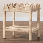 Bali & pari Sumana Bohemian Scallop Natural Rattan and Mahogany Side Table - Image 9