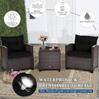 Tangkula 3 Pieces Patio Furniture Set, PE Rattan Wicker 3 Pcs Outdoor Sofa Set - Image 9