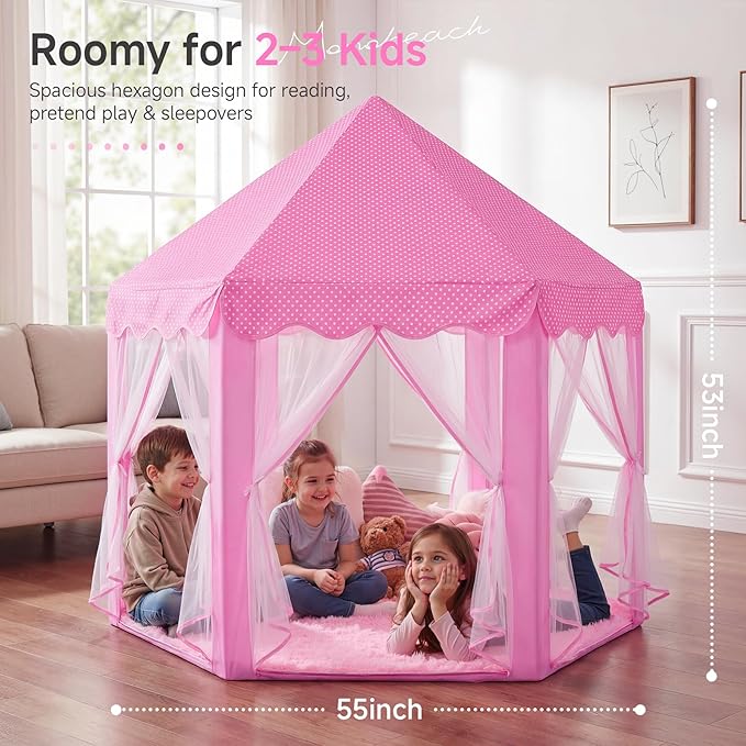 Monobeach Princess Tent Girls Large Playhouse Kids Castle Play Tent - Image 2