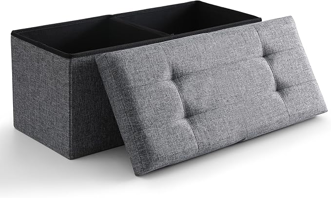 Storage Ottoman Bench Foldable Seat Footrest Shoe Bench End of Bed Storage by CUYOCA-MakeYouFeelComfort