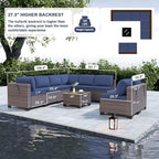 Kullavik 9 Pieces Outdoor Patio Furniture Set, Outdoor Sectional Rattan Sofa - Image 2