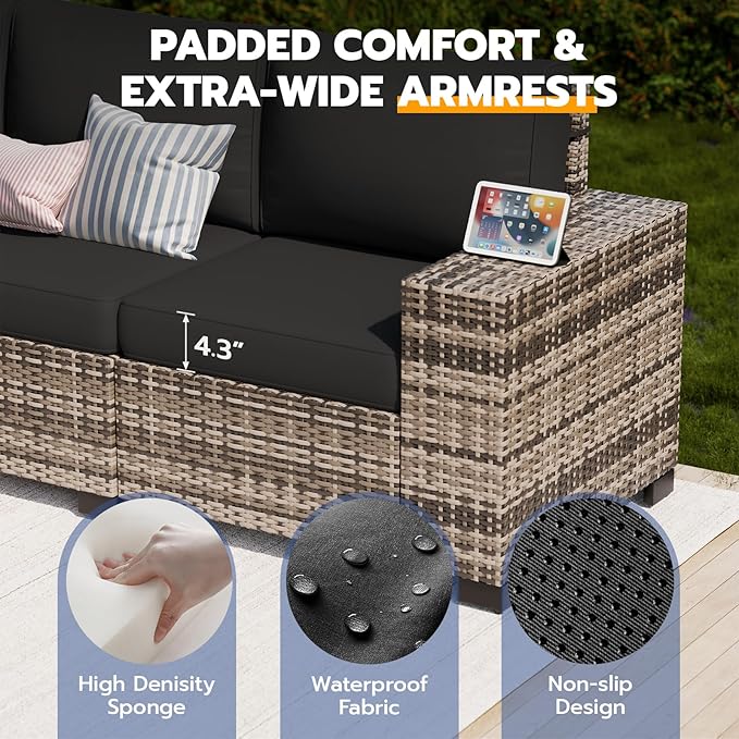 Patio Furniture Set, Wide Armrest Outdoor Furniture Set - Image 5