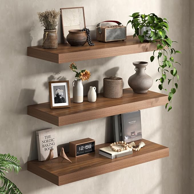 Walnut Floating Shelves 55Inch Long, 12 Inch Deep Floating Shelves - Image 2