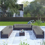 Kullavik 14 Pieces Outdoor Patio Furniture Set, Sectional Rattan Sofa Set Brown - Image 6