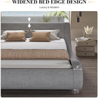 SHA CERLIN Queen Size Upholstered Bed Frame, Deluxe Low Profile Sleigh Bed - Image 7