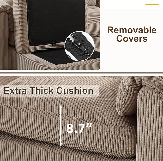 HAOMARKETS Corduroy Sofa Set, Upholstered Loveseat and 3-Seater Couch Set of 2 - Image 4
