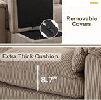 HAOMARKETS Corduroy Sofa Set, Upholstered Loveseat and 3-Seater Couch Set of 2 - Image 4