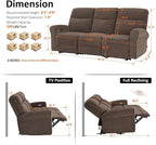 MCombo 87.8" Wall Hugger Power Reclining Sofa, 3-Seat Triple Recliner Couch - Image 3