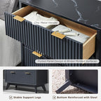 T4TREAM Fluted 3 Drawers Nightstand Set of 2, Oversized Extra Large Modern Side - Image 5