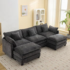 111'' Sectional Cloud Deep Seat Couch, Oversized Chenille U Shaped Sectional by WUTUTUEE