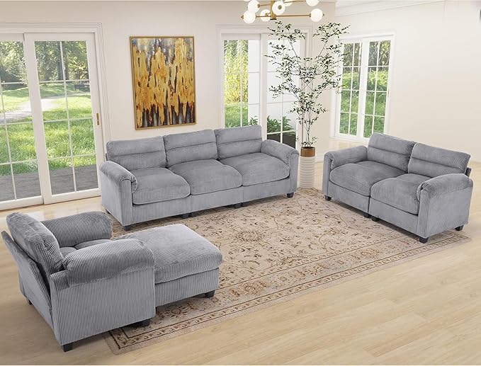 HAOMARKETS Corduroy Sofa Set, Comfy 3-Seater Couches - Image 7