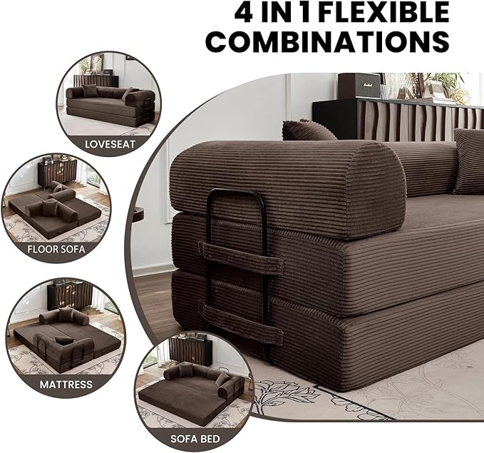 79'' Convertible Sofa Bed, Folding Sleeper Couch - Image 3
