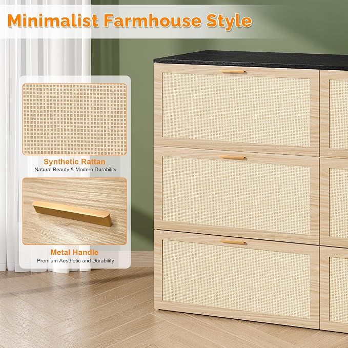 VINGLI Full Size Rattan Murphy Bed - Image 7