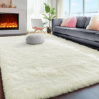 PAGISOFE White Fluffy Shag Washable Area Rugs by PAGISOFE