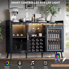 Coffee Bar Cabinet with Fridge Space, Liquor Cabinet with Wine Rack & Drawer - Image 5