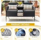 Devoko Outdoor Patio Loveseat Modern Rattan 2-Seat Patio Conversation Set - Image 4