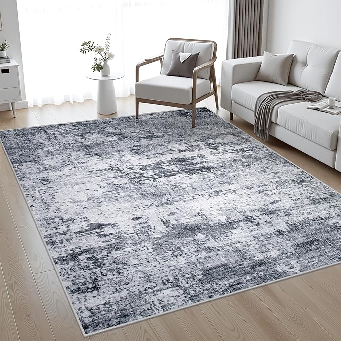 4x6 Area Rug Living Room Rug: Washable Modern Abstract Soft Thin Rug Indoor by FXRHLP