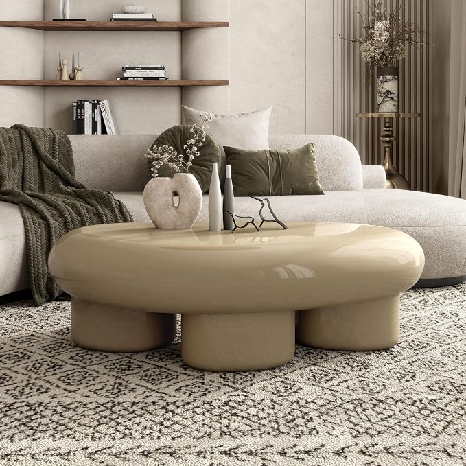 24/7 Shop at Home Kavren Modern 37-inch Oval Glossy Low Profile Coffee Table - Image 4