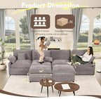 GOSUHI 142.5" U Shaped Couch, Modular Sectional Sofa, 3-Seater Comfy Cloud Couch - Image 2