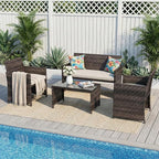 Garvee 4-Piece Patio Furniture Set, PE Rattan Outdoor Conversation Set - Image 7