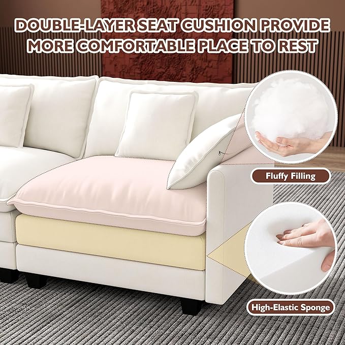 Ihanherry 114" V-Shaped Modern Sofa Modular Sectional Cloud Couch - Image 4