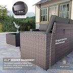 Kullavik Outdoor Patio Furniture Set, 12 Pieces Sectional Rattan Sofa Set Brown - Image 2