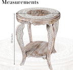 Farmhouse Round Accent End Table, Rustic Side Table Nightstands - Image 3