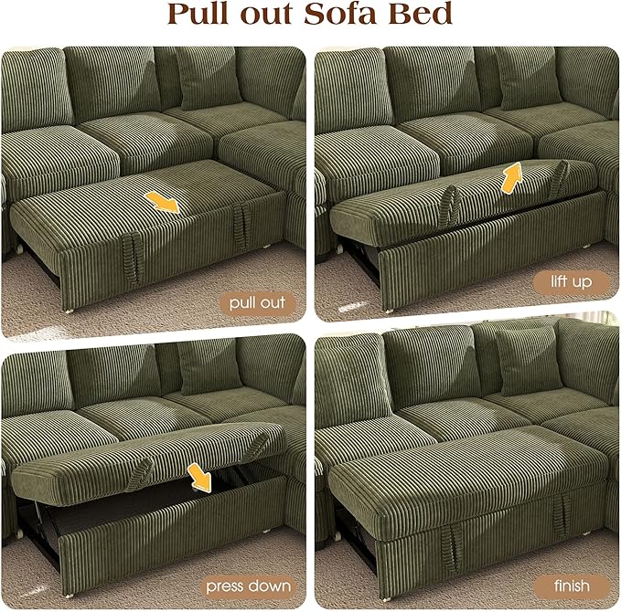 Ihanherry 83-inch 5-Seater Large Sectional Sofa Bed - Image 7