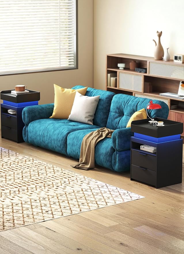 Turosur Nightstands Set of 2, LED Night Stand - Image 8