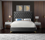 Meridian Furniture Cruz Collection Modern | Contemporary Velvet Upholstered Bed - Image 9