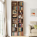 IRONCK Tall Narrow Bookshelf 8 Tiers 71in Set of 2, Compact Corner Bookcase - Image 2