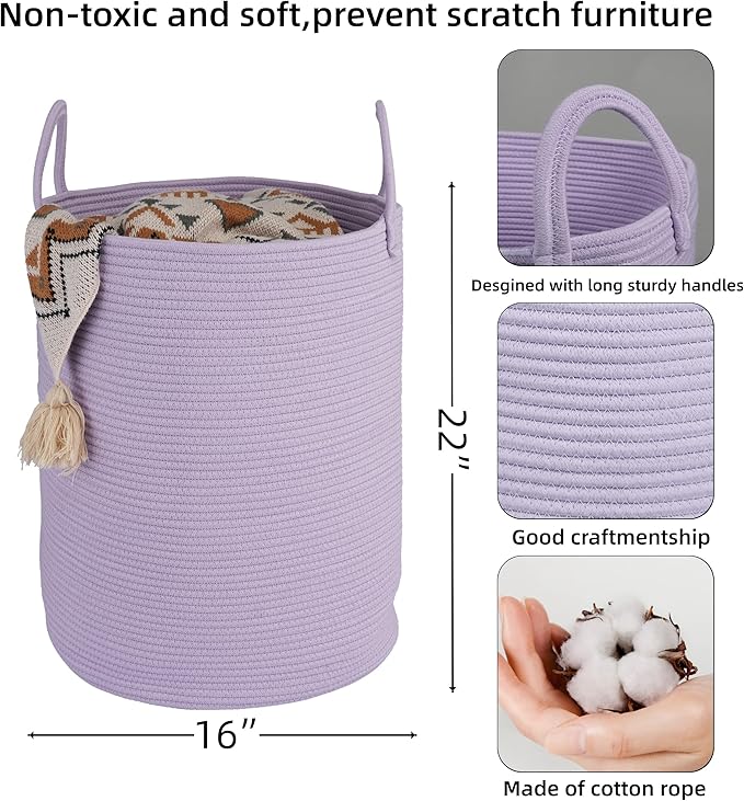 XUANGUO Cotton Rope Laundry Basket Hamper - Image 2