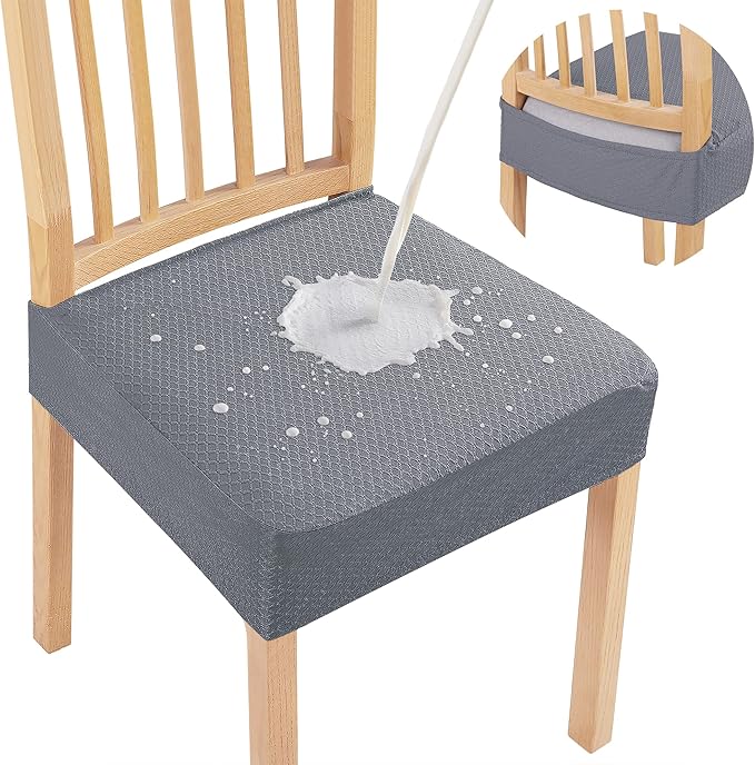 Smiry Waterproof Seat Covers for Dining Room Chairs Set of 2, Stretch Jacquard by Smiry