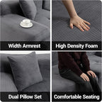 119'' Modular L-Shaped Boneless Sectional, Corduroy Deep Seat Cloud Sectional - Image 5