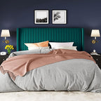 Allewie King Size Bed Frame/Velvet Upholstered Platform Bed/Vertical Channel - Image 3
