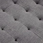 24KF Large Square Upholstered Tufted Linen Ottoman Coffee Table, Large Footrest - Image 5