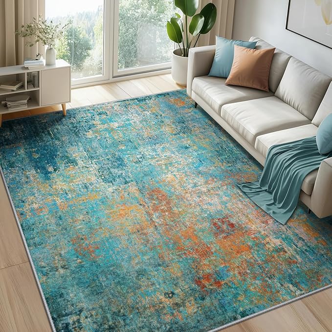 RELEANY Washable Area Rugs 7'x9' Non-Slip Modern Abstract Soft by RELEANY