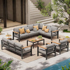Aluminum Outdoor Patio Furniture Set, 11 Seats Patio Conversation Sets by ComfCove