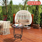 Cinnvoice Outdoor Side Table Round Small Mosaic Patio Accent Indoor End Plant - Image 2