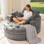 MAXYOYO Oversized Round Chaise Lounge Sofa, Upholstered Lounge Chair by MAXYOYO