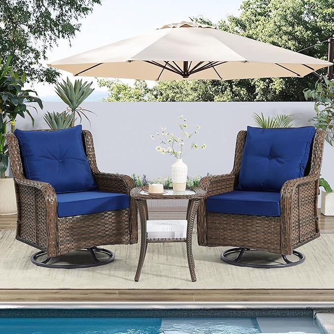 Wumiokio Patio Furniture Sets, 3 Pieces Wicker Outdoor Furniture - Image 2