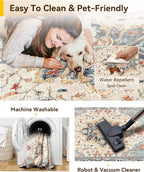 RELEANY Area Rugs 9'x12' Washable Non-Slip, Floral Vintage Distress Print - Image 5