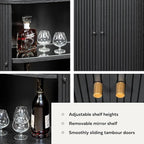 WERMO 28'' Fluted Black Bar Cabinet - Image 3