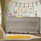 BORNOON Fluted 9 Drawer Dresser, 57.1" Wide Modern Boho Chest of Drawers - Image 7